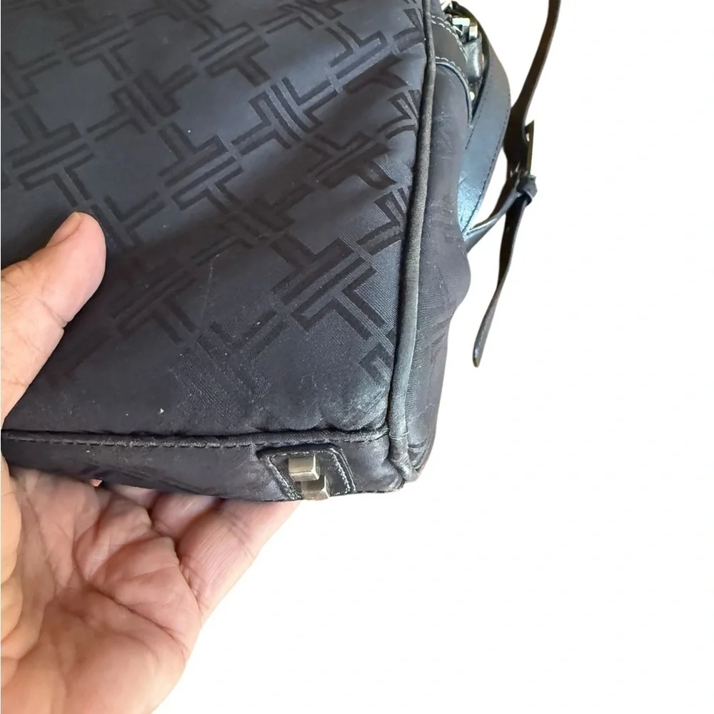 Tumi Black Briefcase with Leather Trim and Silver Hardware